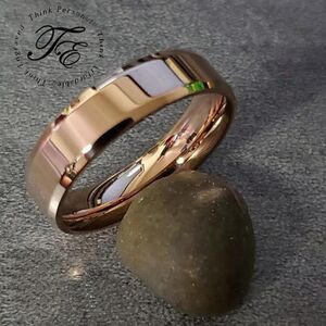 Women's Wedding Band Ring - Rose Gold over Stainless Steel - Promise Ring